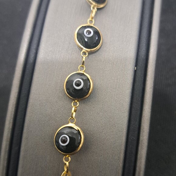 Black Gold Over 925 Sterling Silver Evil Eye Bracelet - Picture 3 of 3